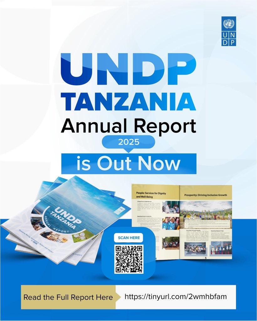 undptz's tweet photo. 🇹🇿 Rising: Innovation, Action &amp; Impact.

From advancing climate action &amp; digital innovation to expanding opportunities for youth &amp; women, the @undptz Annual Report 2025 showcases how p/ship are delivering real change across the country. 

Read full report: https://t.co/plACUi8QbV https://t.co/XTlOEdlbJT