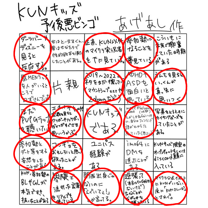kareki0307's tweet photo. お借りしました！
○は沢山あるのにビンゴには至らずでした… https://t.co/K7omvt00Hg