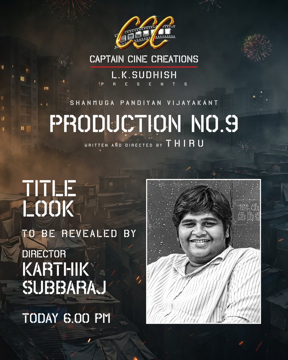 iamrajesh_pov's tweet photo. #CaptainCineCreations Production No.9 Title Look Will Be Reveal By #KarthikSubburaj &amp; #VP Today At 6PM... 
A Film By #Thiru https://t.co/2H7VHeN8yt