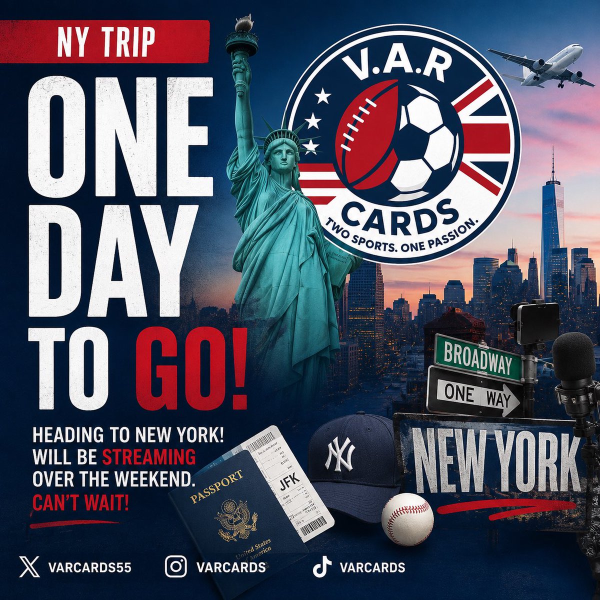VARCards55's tweet photo. One day to go until travel to #newyork - really excited to be attending my first #fanaticsfest 🏈 ⚽️ https://t.co/guV40kEwCZ