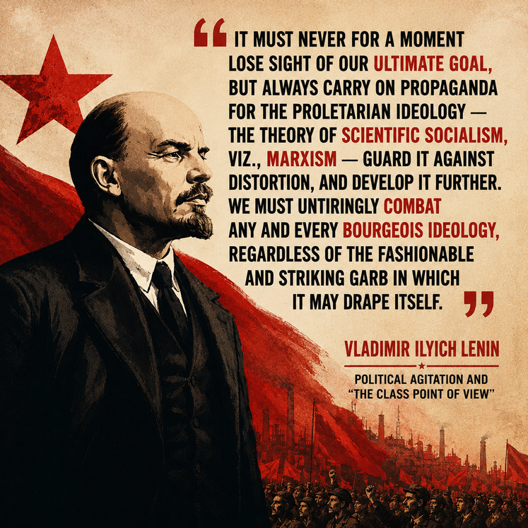 pycpim's tweet photo. The struggle for socialism demands clarity of purpose. 

We must uphold scientific socialism, defend Marxism from distortion, and challenge every form of bourgeois ideology, however it is repackaged. - V.I. Lenin

#Lenin #Marxism #Socialism #ClassStruggle #WorkersUnity #CPIM https://t.co/ds9JS9ouVO