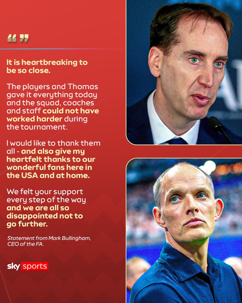 SkyFootball's tweet photo. The FA CEO, Mark Bullingham, has released a statement after England’s semi-final defeat to Argentina at the World Cup 🏴󠁧󠁢󠁥󠁮󠁧󠁿 https://t.co/10PEXfeUZi