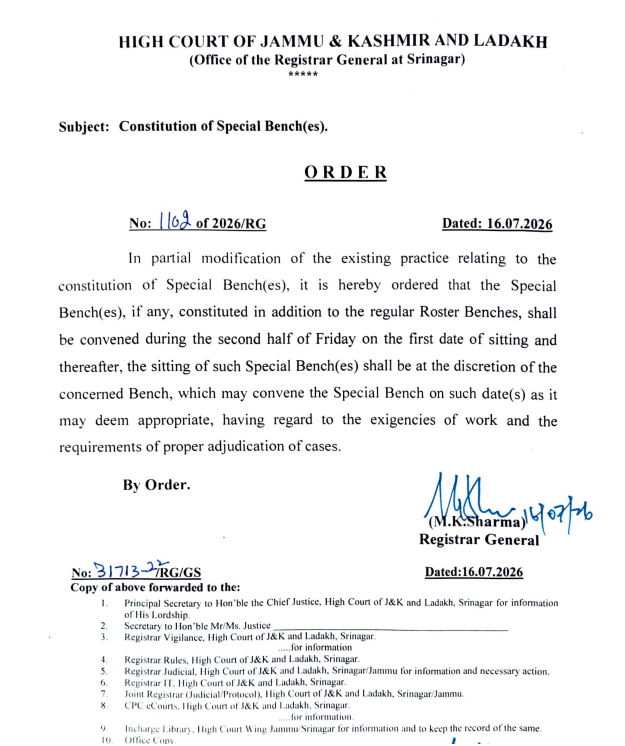 DailyExcelsior1's tweet photo. Order regarding Constitution of Special Bench(es) https://t.co/LJHknlgkpl