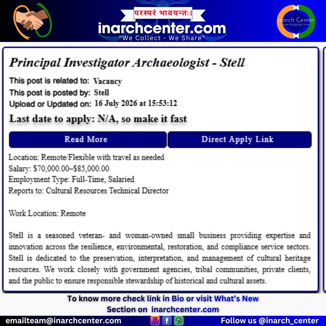 inarchcenter's tweet photo. International opportunities for Archaeology professionals, to know more check "What's New" Section on https://t.co/VtXEOewDdh
or check bio for Whats New Section. https://t.co/SxQt4P5RnT