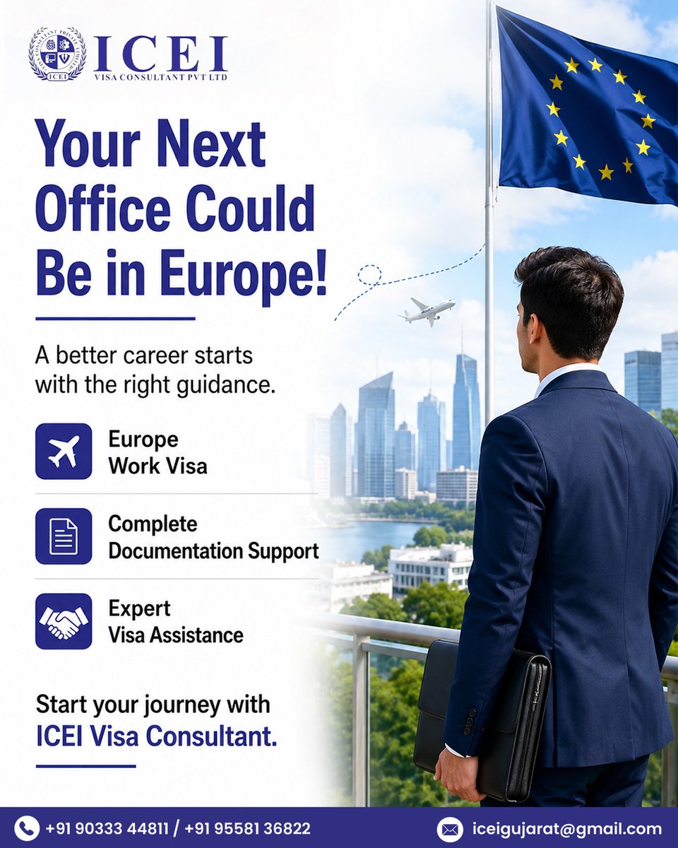 iceiabroadstudy's tweet photo. 🌍 Your Dream Job in Europe Starts Here! ✈️

Turn your career aspirations into reality with ICEI Visa Consultant Pvt. Ltd.

📞 +919558136822 | +919033344814
🌐 https://t.co/1TbWhXFkBj
📩 iceigujarat@gmail.com

#ICEIVisaConsultant #EuropeWorkVisa #WorkAbroad #EuropeJobs https://t.co/TH5PzyLB0k