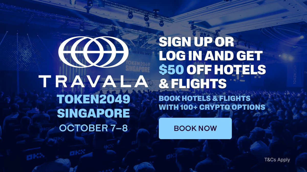 travalacom's tweet photo. Going to Token2049 Singapore? Book hotels &amp; flights with 100+ crypto options!