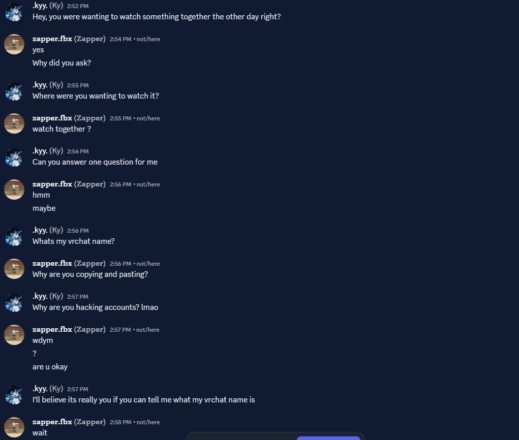 ItsKyAfterDark's tweet photo. Please be warned, There is seeming a new hack going around with Watch together through discord

If you have someone you haven't spoken to in a while and they ask, don't accept.

I got more information from the hacker and when the app is download, is when they get your information https://t.co/F1oViIUnHe