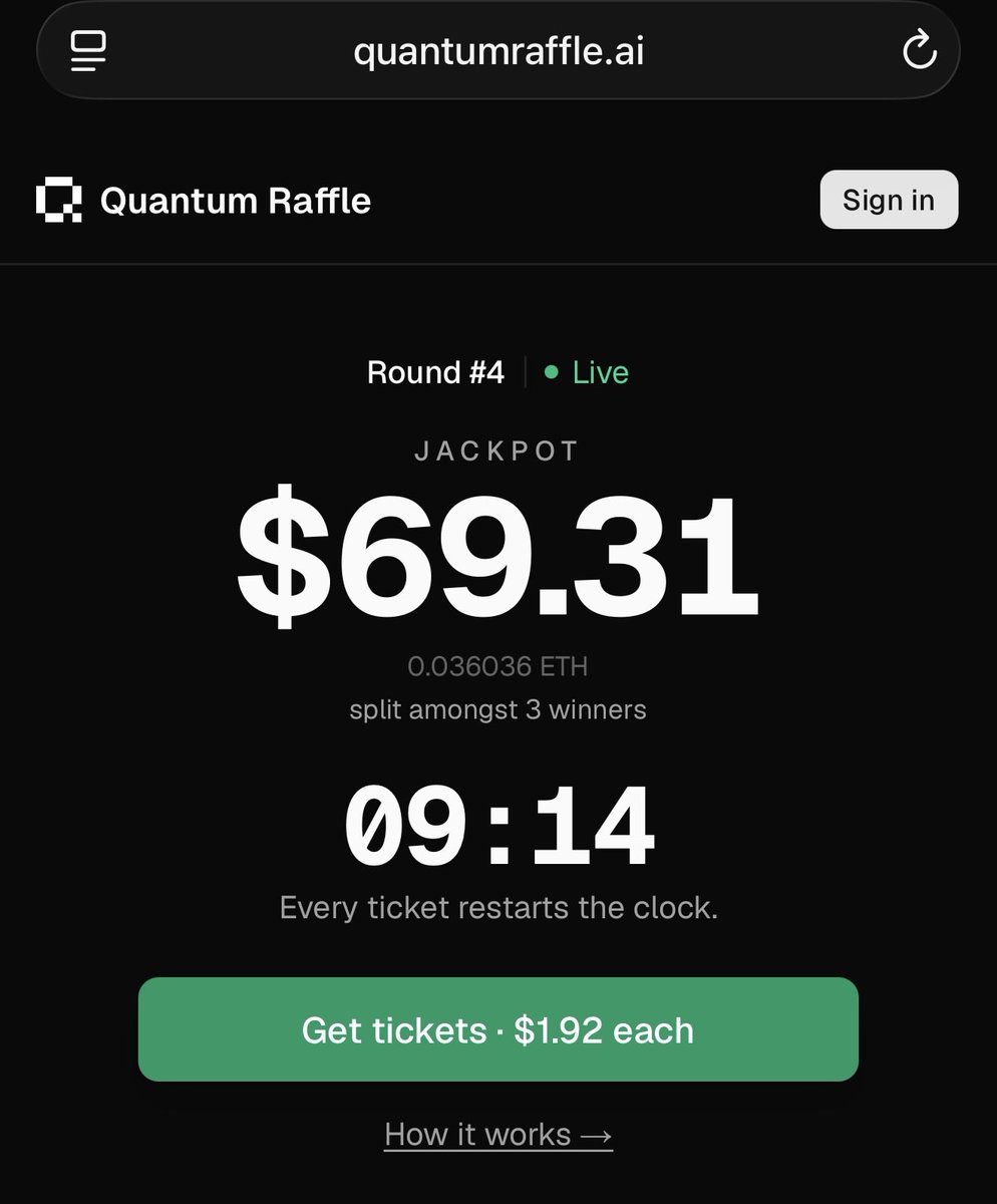 TantoNomini's tweet photo. The AI bot playing quantum raffle just bought 50 tickets, bringing the jackpot to $69 https://t.co/I2Hbw29GyT