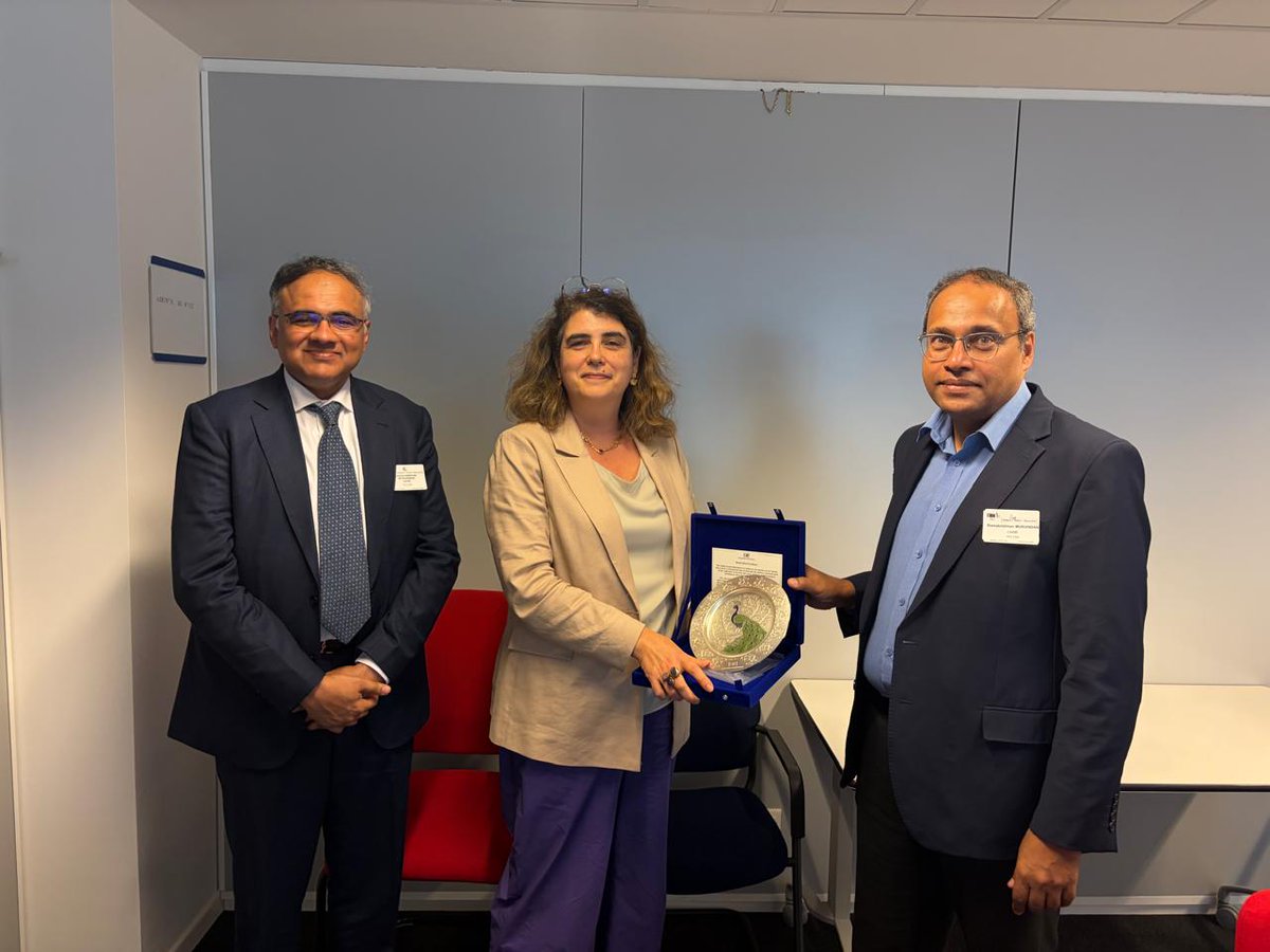 CII4Global's tweet photo. CII held a high-level business interaction in Brussels on 14 July 2026 with Ms. Dora Correia, Deputy Director General, DG Trade, European Commission. The interaction was addressed by Mr. R Mukundan, President, CII and MD & CEO, Tata Chemicals Ltd, along with Mr. Narayan Sethuramon, Chairman, CII Trade Policy Council & Vice Chairman, Sanmar Matrix Metals Ltd,  focusing on driving deeper commercial cooperation, addressing trade policy dynamics, and unlocking new economic avenues between India and the European Union.
@FollowCII @EU_Commission @1mukund