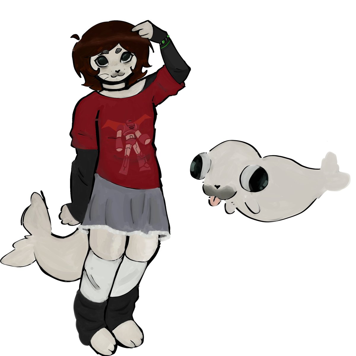 Am3li356's tweet photo. SEAL, Amelie Seal 👀👀 ( Reference to Hiro Hamada's shirt)
#fursona #seal #idk https://t.co/A7JDQZbAyH
