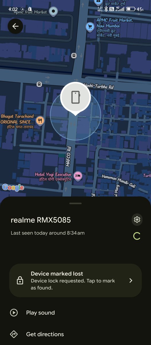 avishere0999's tweet photo. @DGPMaharashtra @Navimumpolice Sir, I am Avinash  Shere from Sanpada. My OPPO F29 5G &amp; Realme GT 7T were stolen from my house on 15/07/2026. Lost Property No. 0524/2026 is registered, but my request for a theft FIR is still pending. Find My Device showed the last location near MAFCO Road, Turbhe. Kindly help https://t.co/dh8Tqh8D7L