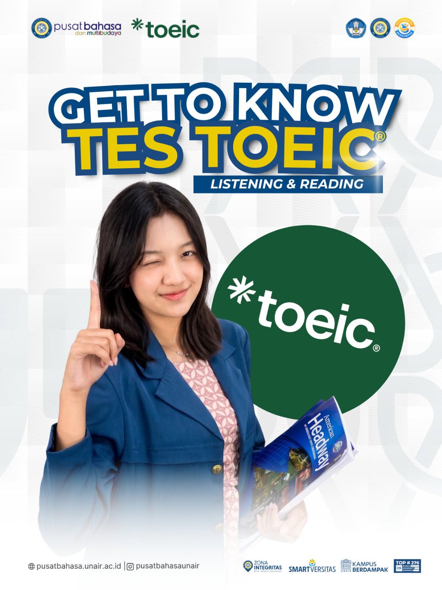 pusbamulya's tweet photo. 📚 Kenali struktur TOEIC® L&amp;R sebelum ujian biar strategi &amp; manajemen waktumu makin mantap!

Daftar TOEIC® Listening &amp; Reading Online di Pusat Bahasa dan Multibudaya UNAIR sekarang!

📝 Biaya: Rp675.000 (inc. PPN) 
💻 Metode: Online (dari rumah)

Daftar: https://t.co/gPPPPpTZpZ https://t.co/5HKiEnzMST