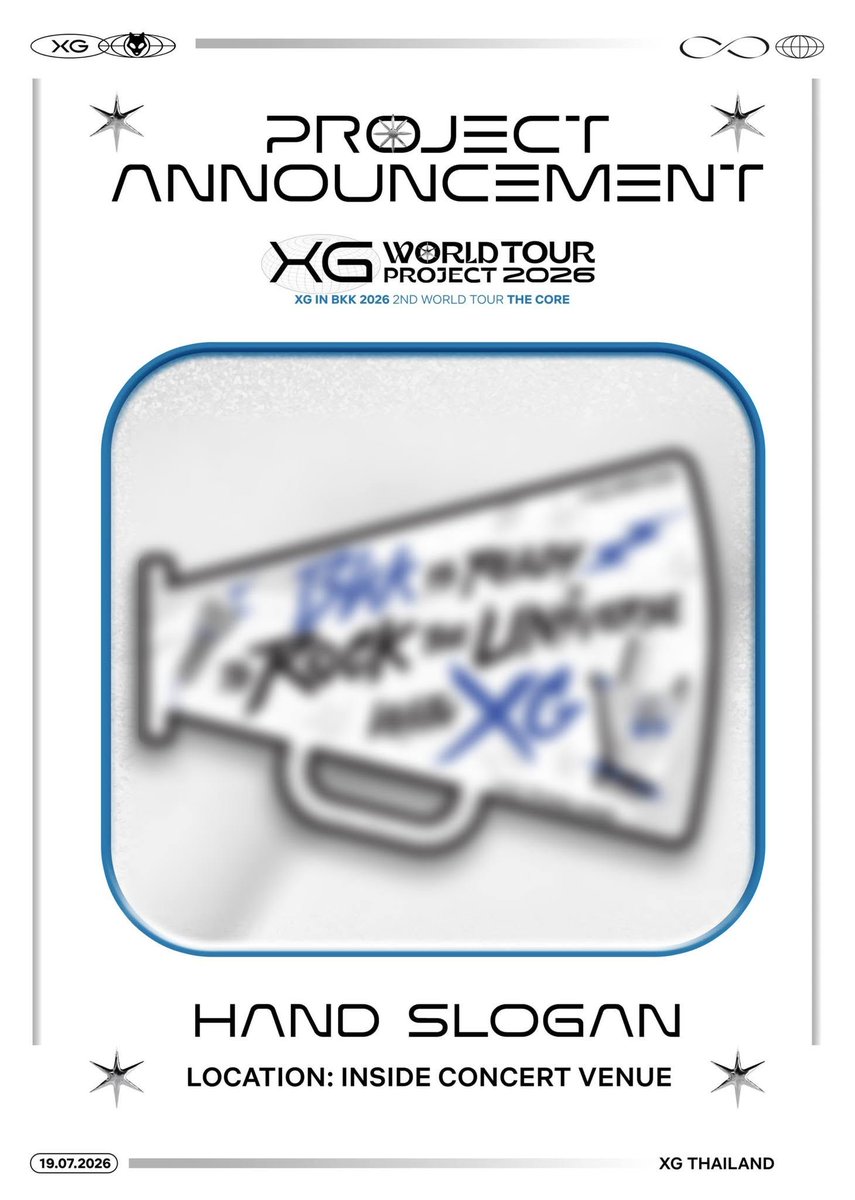 XGThailand's tweet photo. PROJECT ANNOUNCEMENT
#PROJECT_XG_WORLDTOUR_TH

“CORE 08 : HAND SLOGAN”

ขอความร่วมมือทุกคนช่วยกันชู hand slogan อยู่ที่ระดับอก ในเพลง ORB และชูขึ้นมาอีกครั้งตอนสมาชิกขอถ่ายรูปรวมกับอัลฟ่าซ์

#XG_WorldTour_THECORE_BANGKOK
#XG_WorldTour_THECORE #XG https://t.co/GOMwuIlAJ1