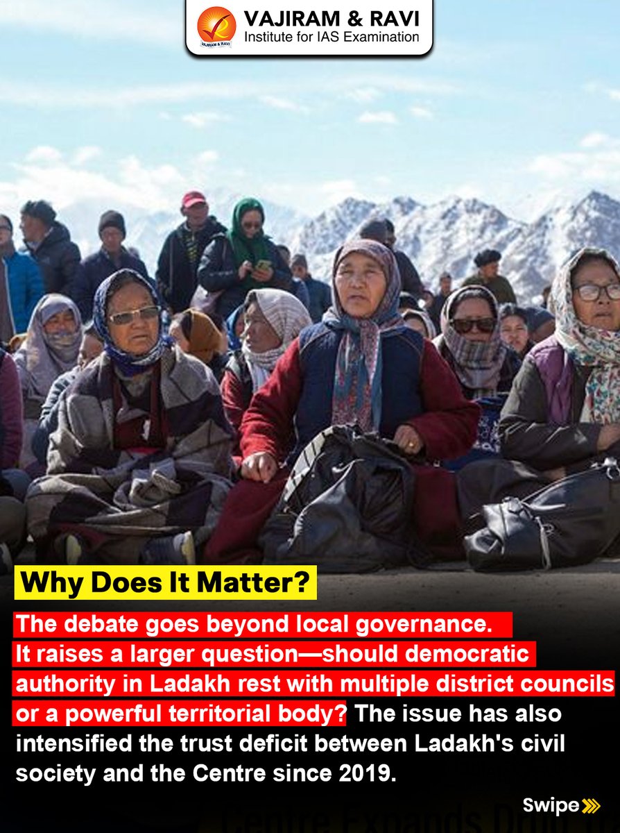 VajiramRavi's tweet photo. Ladakh's 7-Hill Council Plan! Why Is It Controversial?
The proposal to establish Autonomous Hill Development Councils (AHDCs) in all seven districts of Ladakh has sparked a major political debate.
#Ladakh #Article371 #SixthSchedule https://t.co/k0wCTn9IpY