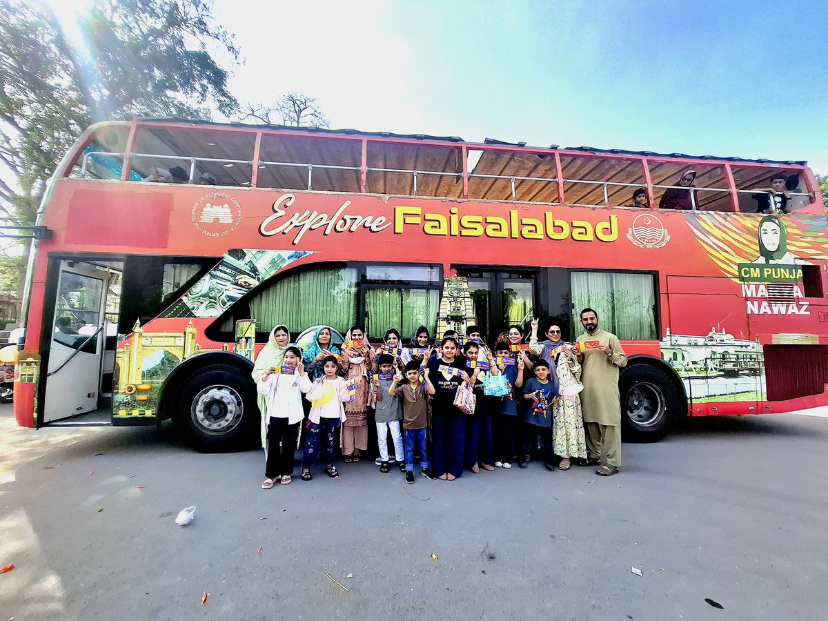 STdcp3190's tweet photo. ✨ Wonderful experience exploring Faisalabad with the TDCP Sightseeing Faisalabad Double Decker Bus! 
Enjoy a comfortable ride, an informative tour, and discover Faisalabad rich history, culture in a unique way Book your next tour 0310-7775453
 #TDCP  #sightseeingbusfaisalabad https://t.co/PkfTP4Bjvv