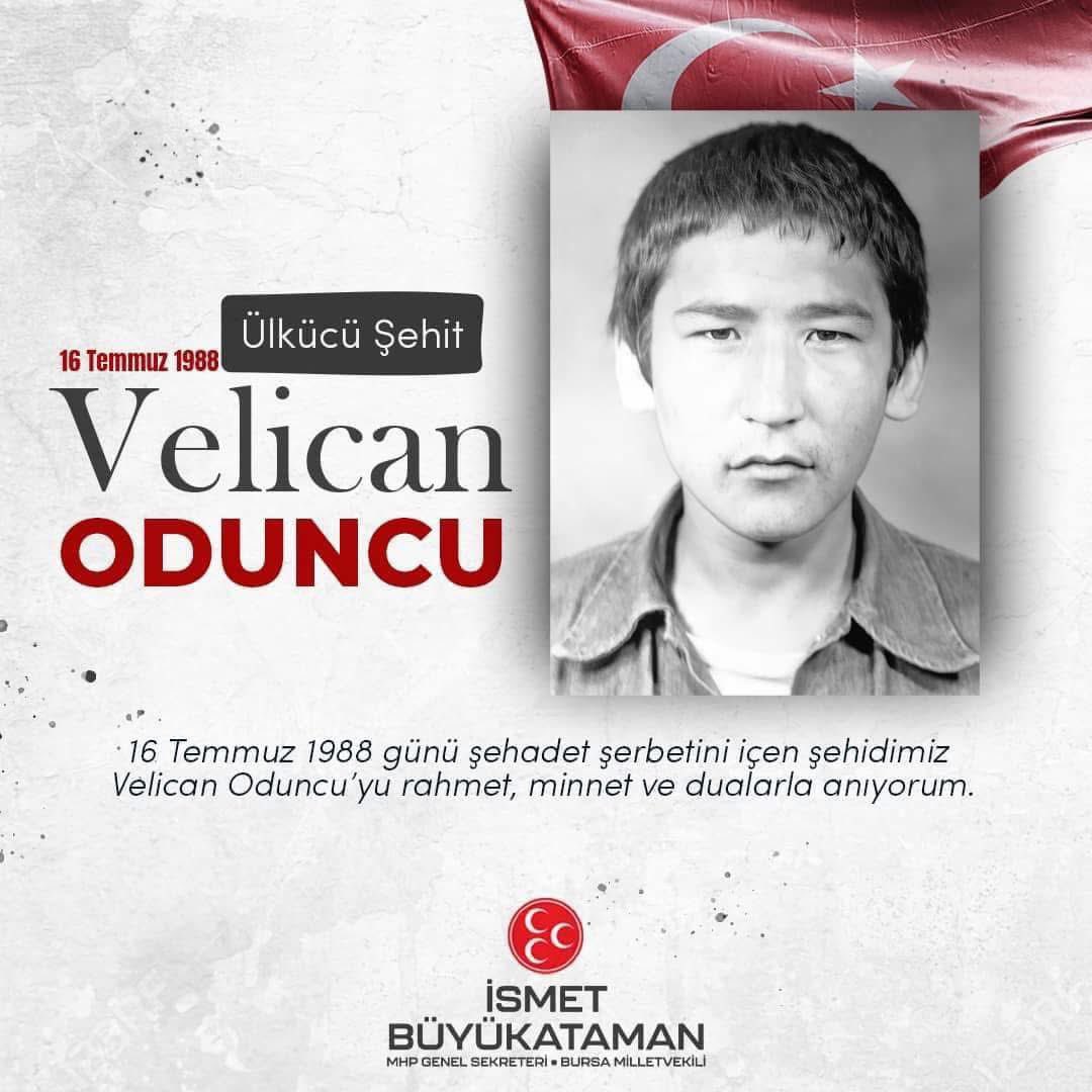 buyukataman's tweet photo. Ülkücü şehidimiz Velican Oduncu'yu şehadetinin yıl dönümünde rahmet, minnet ve dualarla anıyorum. https://t.co/j0Thr613gO