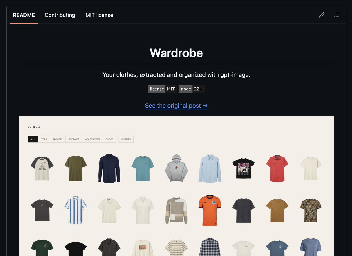 cdngdev's tweet photo. It's open-source now! Have your codex set it up for you and import your clothes.

link below https://t.co/1xtpdHeBGM