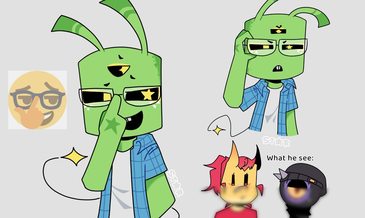 HellN5h's tweet photo. I don't headcanon him wear glasses, but its funny to draw him with one-
#runmonsterrun #RMR #nebulor https://t.co/aDgeYnVTiN