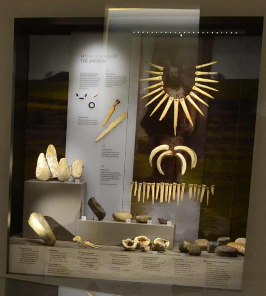 archeohistories's tweet photo. Ancient DNA analysis reveals Wiltshire’s Upton Lovell Shaman was a woman. Analysis offers ‘smoking gun evidence’ that overturns previous assumption that bronze age individual was male. The Upton Lovell Shaman, a bronze age individual who has been depicted in museum exhibits as a bearded spiritual leader and metalworker, was female, an ancient DNA analysis has revealed. 

The 4,000-year-old skeleton, along with the extensive collection of stone axes, metalworking tools and the remains of an elaborate ceremonial cloak found in the grave, is viewed as among the most significant bronze age burials in Britain.

The artefacts date to about 1,800 BC, a time when the ability of metalworkers to transform lumps of rock into molten metal would have given them a special – possibly even spiritual – position in society. Such roles, many had assumed, would have been reserved for men, but this narrative has been turned on its head by the latest analysis.

“It completely tears up previous assumptions,” said David Dawson, director of the Wiltshire  Museum, which holds the remains. “It’s a fantastic revelation of the position of women in society. We’re so used to the assumption of men do everything, men are the leaders, men are the metalworkers. Here we have smoking gun evidence of a female metalworker. And metalworking was the space science of its day.”

The grave, first discovered in 1801 in the village of Upton Lovell, about 10 miles (16km) west of Stonehenge, contained the almost complete skeleton, with pierced animal bones arranged around the neck and the legs, suggestive of a ceremonial cloak and, possibly, a bone necklace.

Alongside the skeleton was an array of goods linked to metalworking, including the remains of a pouch decorated with boar’s tusks, four fossil sponges hollowed out into cups, flints, metalworking scribes and a touchstone, a dark-coloured stone that could be used to assess the quality of metal. “It shows the depth of understanding of her craft,” said Dawson. “The people she left behind wanted her to take her tool kit into the afterlife.”

An earlier analysis revealed gold traces on the surfaces of stones, suggesting the individual may have crafted ornaments such as clasps, which would include a “core” of bone, wood or copper, covered in a thin sheet of gold.

The grave also contained what has been described as a battle axe, made from greenstone brought from Cornwall. “Whether that was for fighting or for stunning an animal before it becomes your hog roast, we can’t be sure,” said Dawson.

A secondary grave, containing a skeleton in an upright seated position, was previously assumed to be the shaman’s wife, although this skeleton has been lost.

The findings are unveiled in a new exhibition on ancient DNA that opens at the Francis Crick Institute in London on Thursday and looks at how genetic techniques are giving new insights into the movements of ancient people and their lives.

The Upton Lovell skeleton was initially sent for DNA analysis with a view to better ascertaining the ancestry of the individual who lived at a time when Britain had an unusually valuable combination of tin and copper (which make bronze). The full details of this analysis are yet to be released, but it appears that the shaman had Beaker ancestry, which was typical in Britain at the time. The skeleton’s biological sex came as a surprise, however.

“The field of ancient DNA has surged in technical capability over the last two decades, now giving us answers to questions that were previously inaccessible,” said Pontus Skoglund, senior group leader of the ancient genomics laboratory at the Crick, which performed the analysis. “It feels really good to give this to archaeologists.”

#archaeohistories