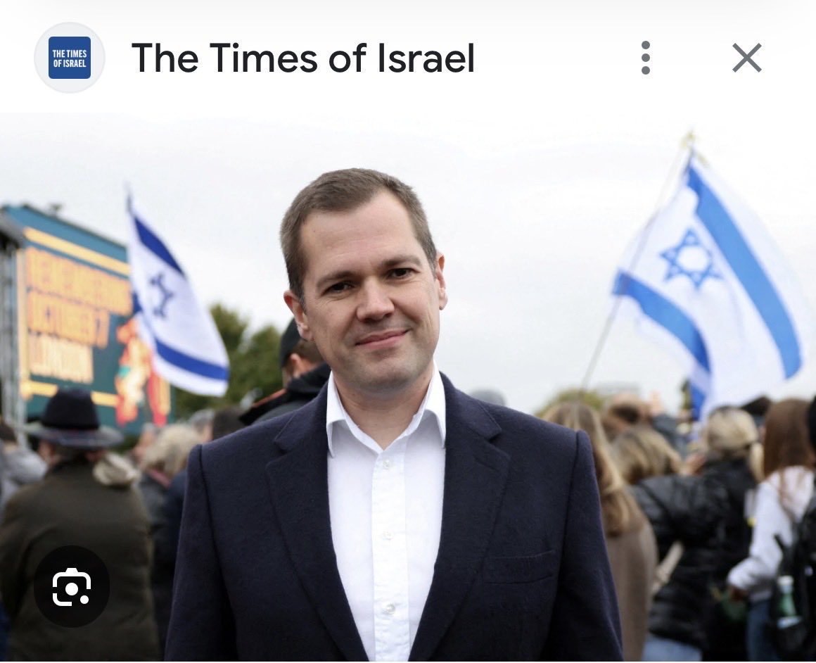 JohnStealer's tweet photo. This is Robert Jenrick, former Tory now Reform MP &amp; Israeli asset.

He said the Star of David should be emblazoned at every point of entry into the UK at a CFI event. 

He said this whilst Israel was turning off incubators in hospitals and starving Palestinian babies to death. https://t.co/k25RRIoiLH