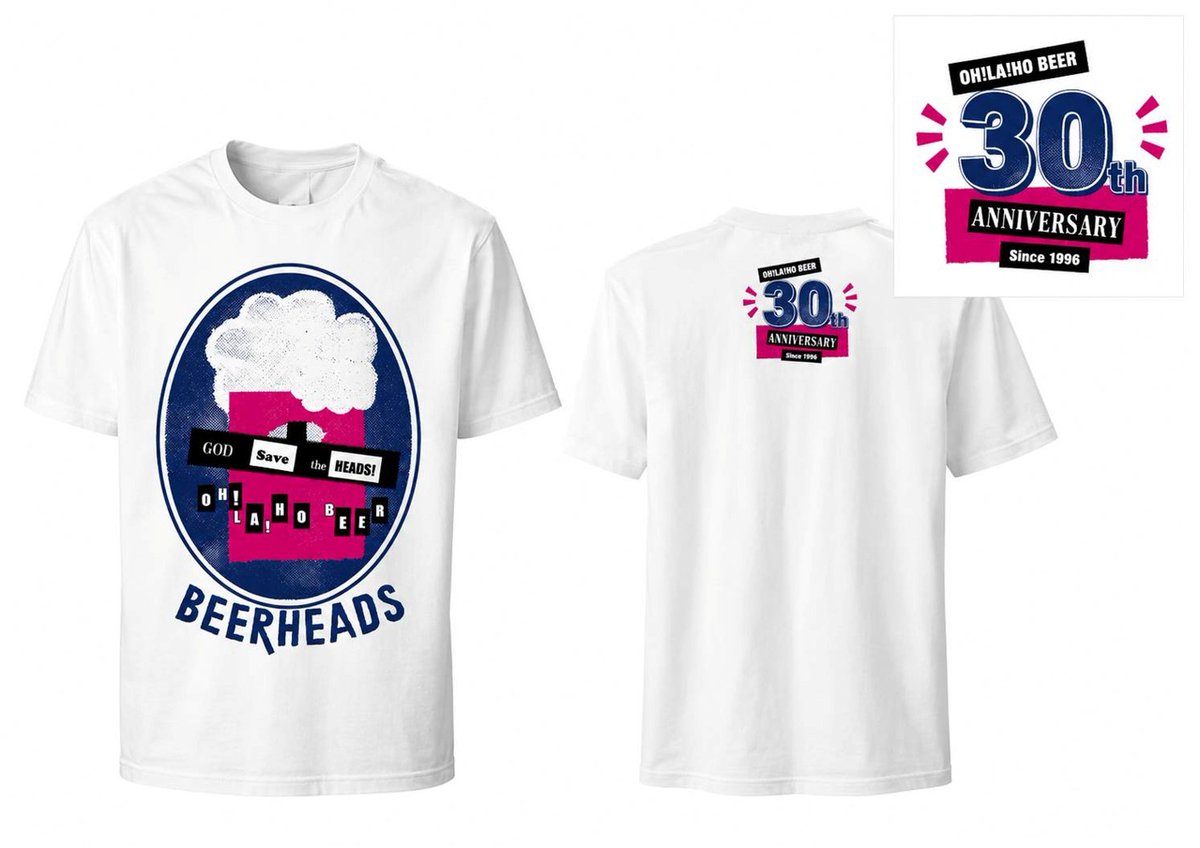 ohlahobeer's tweet photo. 【新グッズ紹介】
オラホビール30周年記念Tシャツが登場！👕
フロントにはBEERHEADS、バックには30周年記念ロゴをデザイン
サイズは男女兼用M・Lをご用意。掲載写真は、身長170cmのスタッフがLサイズを着用、サイズ感の参考にご覧ください！
収穫祭でも販売いたしますので、ぜひお買い求めください！ https://t.co/Nuqe1jBCaI