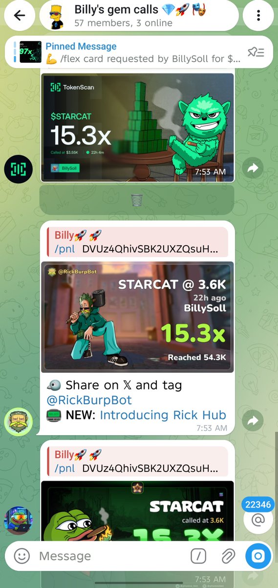 BillyOnChain1's tweet photo. 15.3X on $STARCAT
CALLED EARLY ON MY TELEGRAM GROUP 
CLICK LINK IN BIO TO JOIN NOW 

DVUz4QhivSBK2UXZQsuH46b3myKXcMdLSYRscFTgpump https://t.co/bTzCz3jcZN