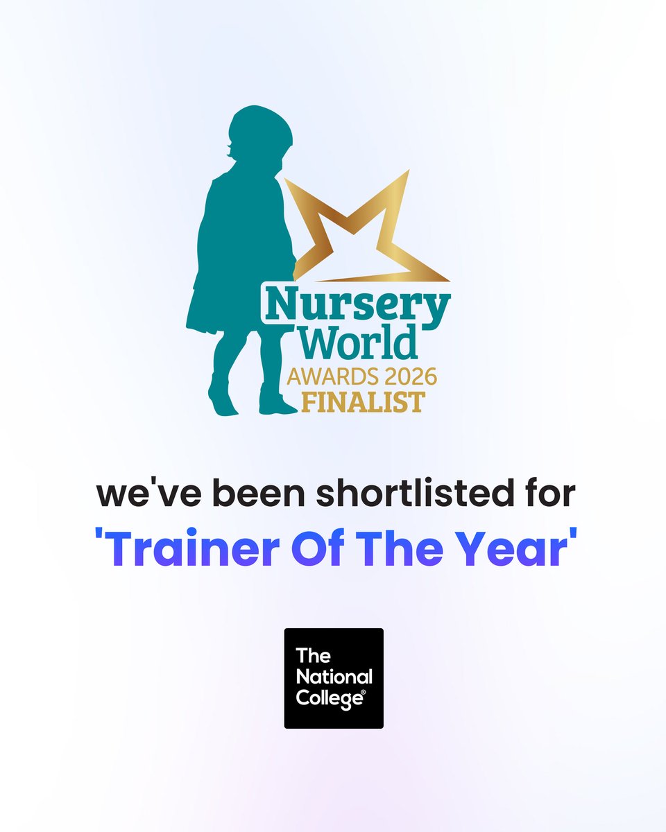 TheNatCollege's tweet photo. We're incredibly proud to share that The National College has been shortlisted for Training Provider of the Year at the Nursery World Awards 2026! 🎉
 
Congratulations to everyone shortlisted! 🌟
 
#NurseryWorldAwards #EarlyYears #CPD #Education #TheNationalCollege https://t.co/1e5FP9KQli