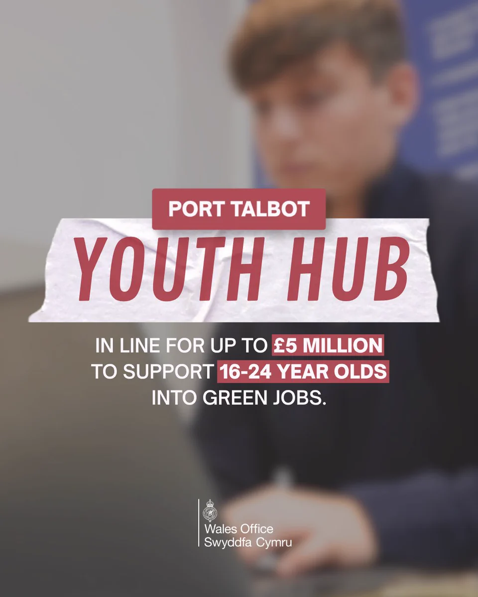 Port Talbot Youth Hub in line for up to £5 million to support 16-24 year olds into green jobs.
