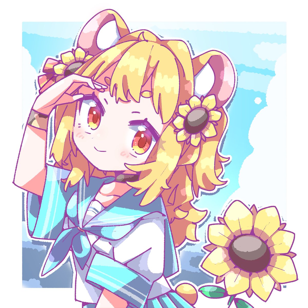 Sato_hama02's tweet photo. #ひなたすけっち
🌻日向ぽかりちゃんへ🌻
夏ファンアート…！ 

「夏めく青と花」
#ぽかはむちゃん https://t.co/ZaZPB6a2zU