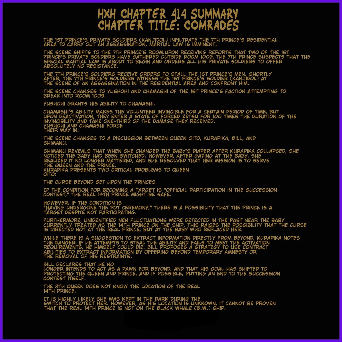 HxH_HQ's tweet photo. HxH chapter 414 summary done by a JP translator 

#hxh414 https://t.co/pTQyG63YJN
