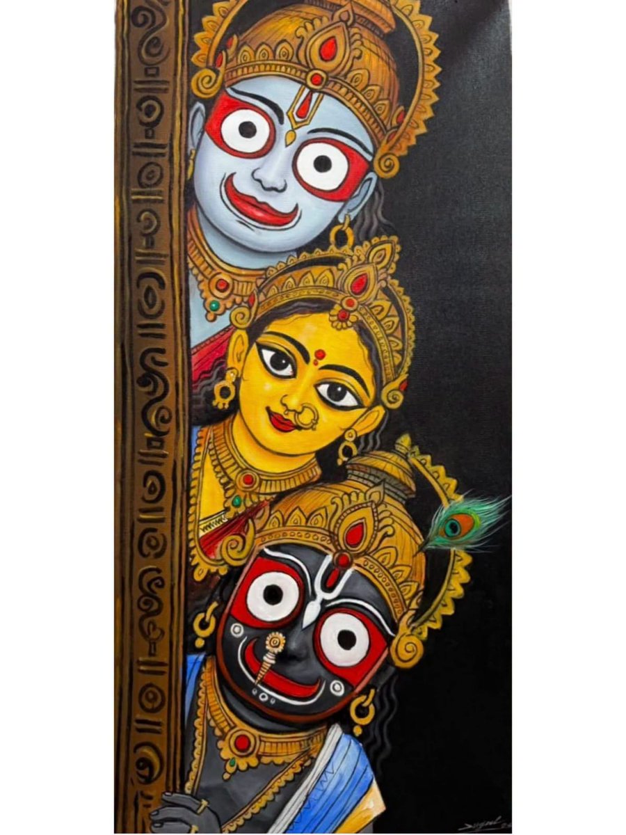 bhowmik_ca93024's tweet photo. @rashtrapatibhvn
@JagannathaDhaam  
Wishing all fellow Citizens of Bharat Rastra on this auspicious RATHA YATRA  of Lord Krishna, Subhadra & Balaram's Festival.
Vasudhaiva Kutumbakam( The earth is one Family). 
My niece's hand painting portrait of the Yadu dynasty in jolly mode. Live link below 👇 
https://t.co/aStLrilhiw