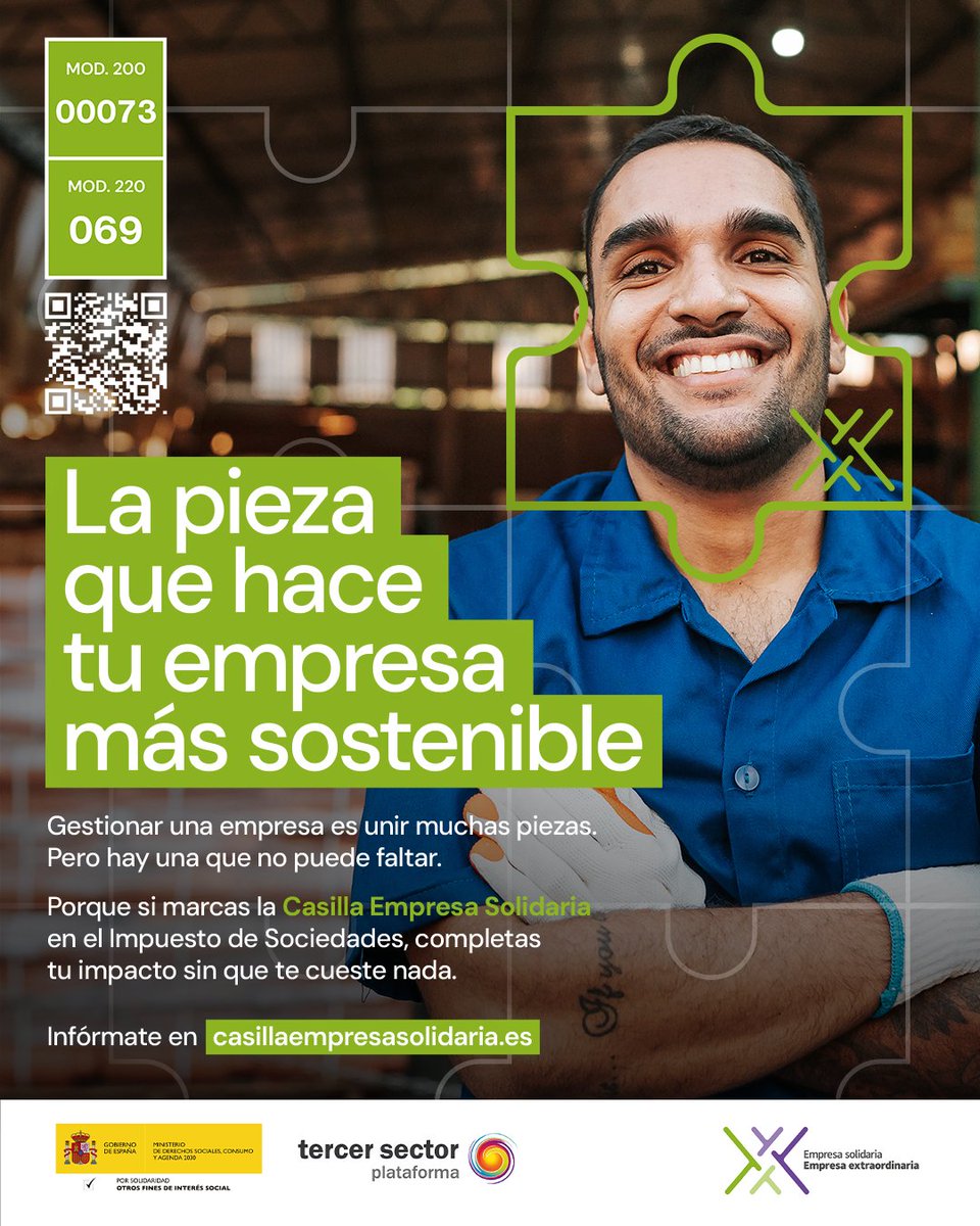 FIAPAS's tweet photo. Gestionar una empresa es unir muchas piezas. Pero tu impacto estará completo cuando añadas la pieza que hace tu empresa más #solidaria 🧩

Del 1 al 25 de julio, marca la @CasillaEmpresa en el Impuesto de Sociedades y destina el 0,7% a proyectos sociales sin coste adicional.

Además, podrás solicitar el Sello Empresa Solidaria para visibilizar el compromiso social de tu empresa.

👉 https://t.co/F2hgIxBvtG

#LaPiezaQueCompletaTuEmpresa #CasillaEmpresaSolidaria