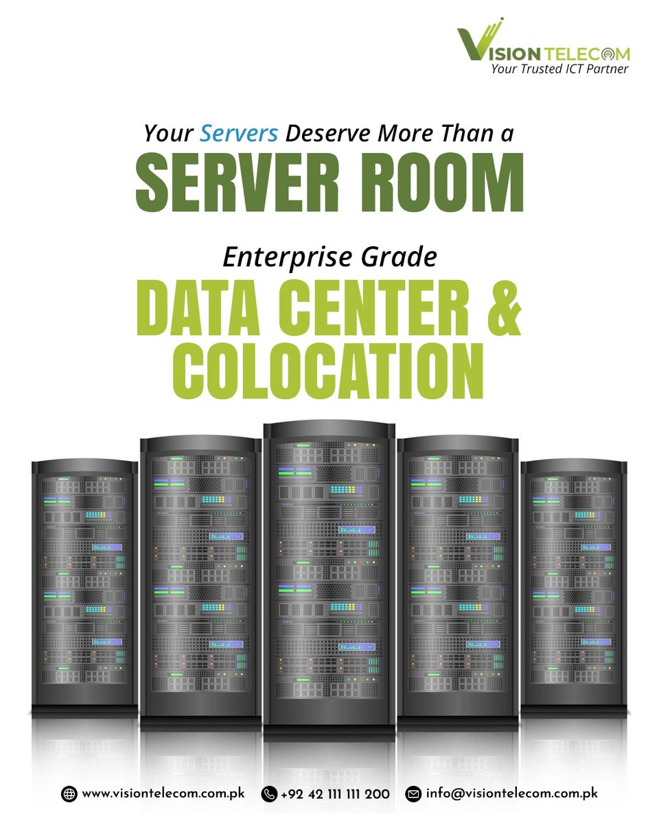 vtplofficial's tweet photo. Vision Telecom's Data Center &amp; Colocation Services give your infrastructure secure suppor
- Redundant Power &amp; Cooling Systems
- Scalable Rack Space On Demand
- Disaster Recovery Ready

#VisionTelecom #DataCenter #Colocation #ISP #EnterpriseIT #BusinessContinuity #ITInfrastructure https://t.co/DFfVBa0xZJ
