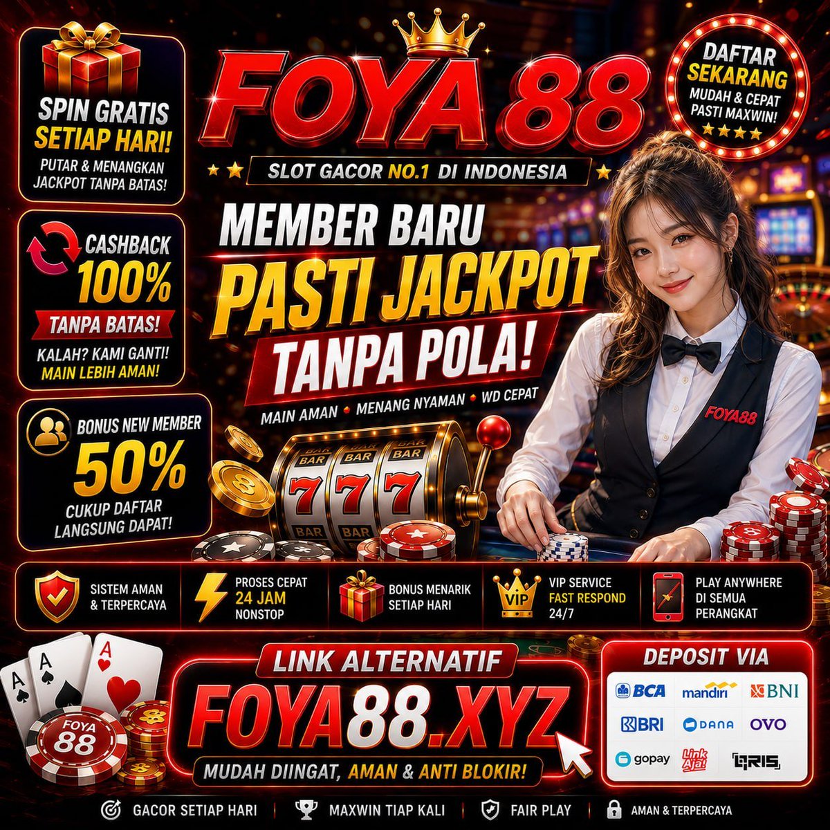 slikng's tweet photo. 𝗦𝗟𝗢𝗧 𝗚𝗔𝗖𝗢𝗥 𝗛𝗔𝗥𝗜 𝗜𝗡𝗜 !
💸 Gameplay ngelawan kaya di vidio
📌 Link 𝗚𝗔𝗖𝗢𝗥 Exclusive: https://t.co/ZZtgnAtx8h
💸 Main nyaman, proses apapun lancar
💸 𝗙𝗢𝗬𝗔𝟴𝟴 Pecahan Unlimited https://t.co/0s7uoR0mWB