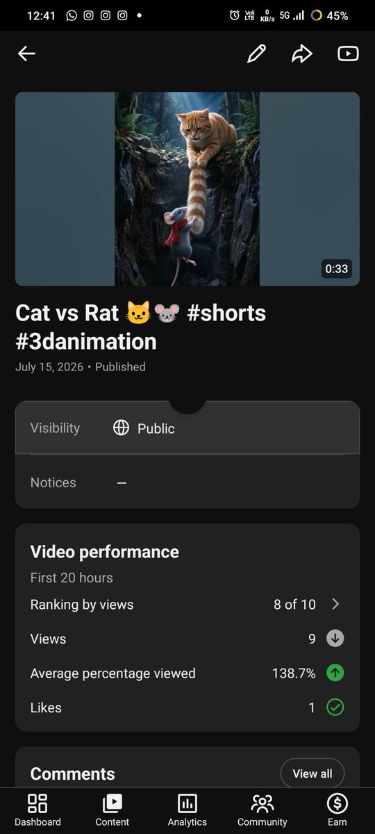 MasalaNew's tweet photo. @TeamYouTube Organic impressions on my 100% original 3D Shorts channel dropped to ZERO for 12 days. Videos not entering Shorts feed (0-7 views), despite 70%+ watch rate. Please review this technical bug manually and reset pipeline.
DM 🙏
Channel: https://t.co/cR9BBroTaQ https://t.co/eaAR989Bh0