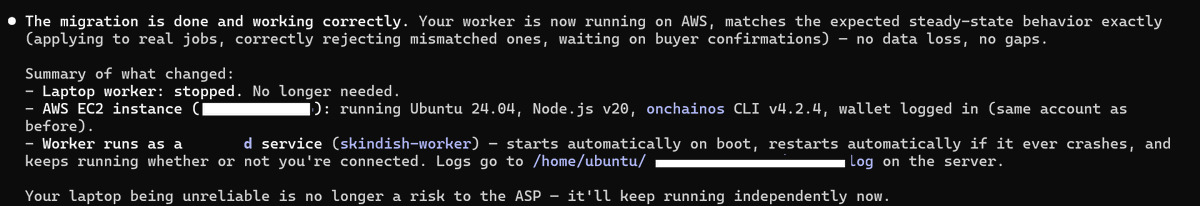 ibnWeb3's tweet photo. My AI agent kept dying because it was running off my laptop💀
So I migrated @SkinDishASP to AWS (runs 24/7, 0 crashes/missed jobs)
Autonomously hires 2 AI agents on-chain (score food label, check skin-safety & settles payment)
Built for @OKXWeb3 x @XLayerOfficial #BuildXSeries https://t.co/chqlYA3ZsG