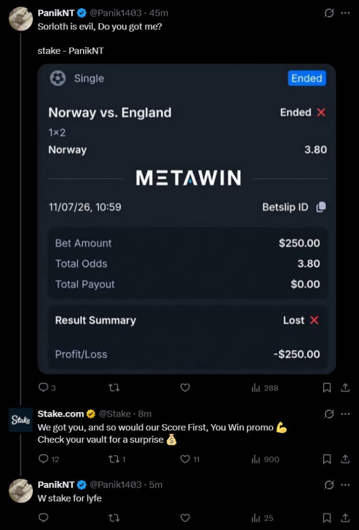 CaesarAsh3's tweet photo. Stake actually hunted down bettors whose wagers would’ve cashed with the promo and started paying them out anyway.
This is actually insane 😭 https://t.co/xtDhHIvTRc