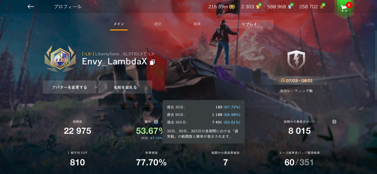 Saga_GLXY_WOTB's tweet photo. 復帰後月間64→67までティア10で盛り返した。明日は7割いこう @Momokun2nd https://t.co/ueNy6xfheq