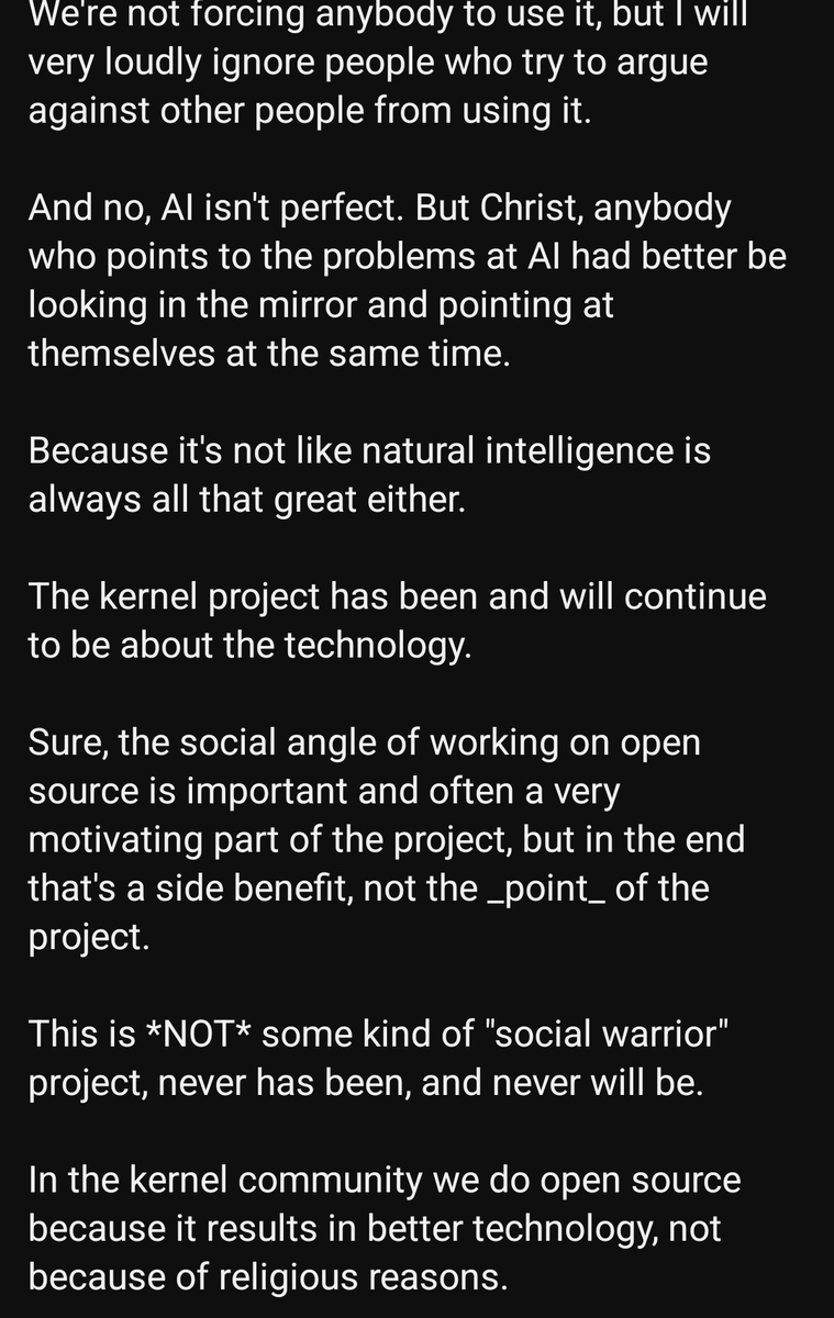 libra_adiantum's tweet photo. @oIinolivia Damn didn't know Linus Torvalds is apparently insulting "all programmers" https://t.co/ZmuqxLteJP
