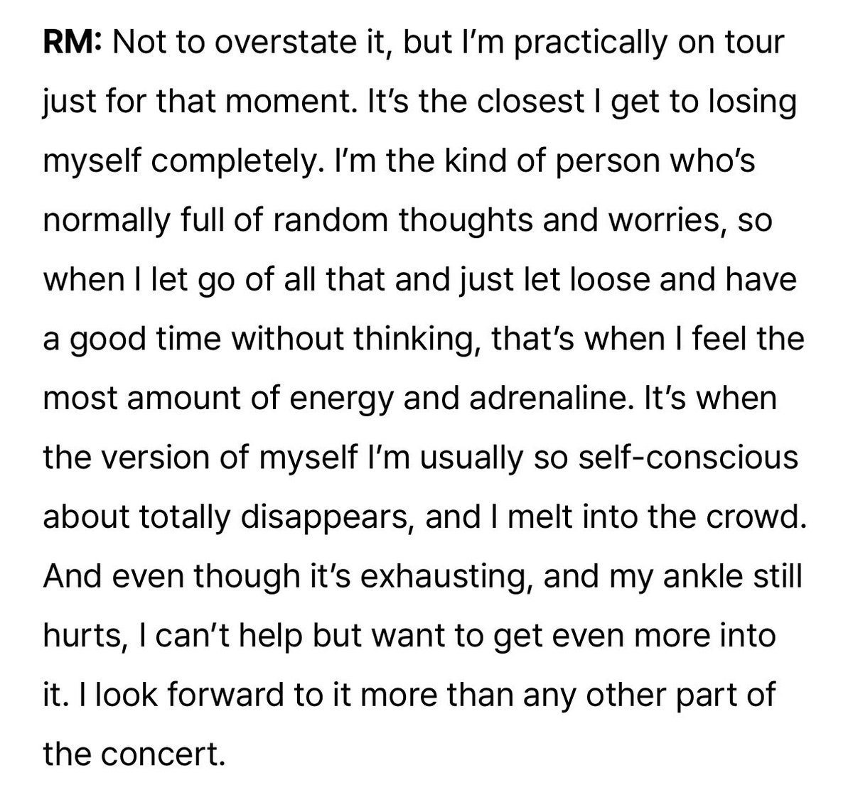 arirangrkive's tweet photo. as someone whose brain never really stops, i don’t think people realize how rare it is to experience moments where every random thought just disappears. i honestly understand exactly what he means here https://t.co/VP9011YFdy