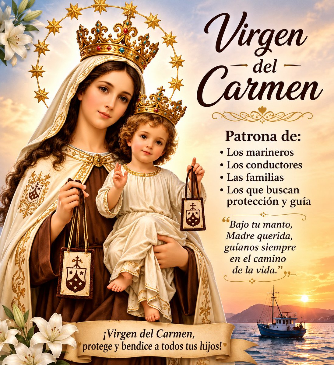 SoledadPalomar1's tweet photo. Feliz onomástica a todas las personas que hoy celebran su Santo
Que la Virgen del Carmen os acompañe y os cuide.

FELIZ DIA DE LA VIRGEN DEL CARMEN.💐 https://t.co/11Wpou4OGM