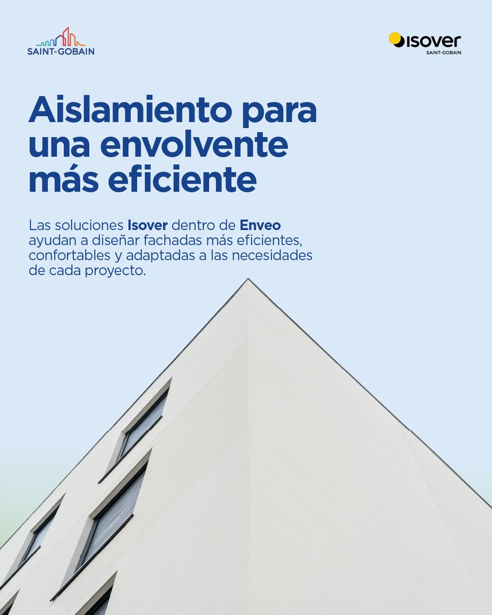 ISOVERes's tweet photo. 🏢 Isover forma parte de las fachadas completas Enveo.

✨ arena APTA y Ecovent® aportan aislamiento térmico y acústico para diseñar fachadas más eficientes y confortables. 

#MakingTheWorldABetterHome https://t.co/k8FlJ2wRGd