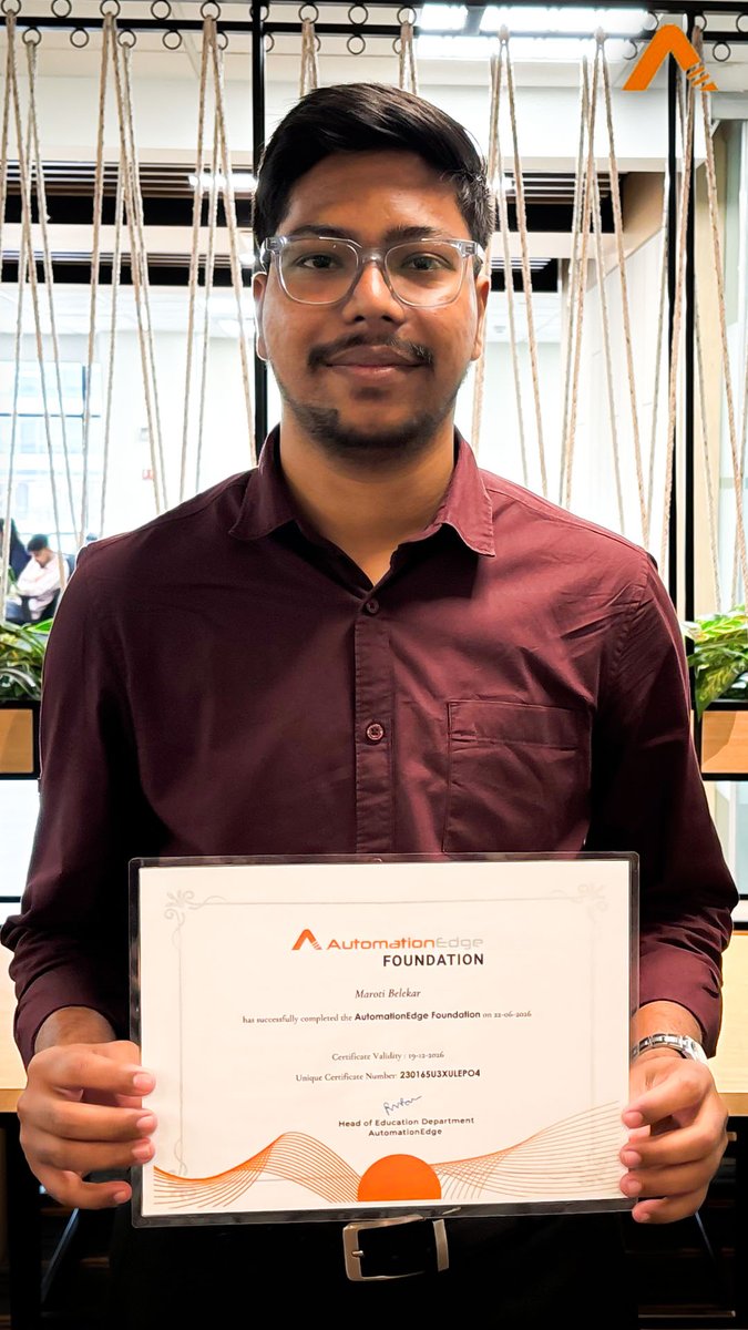AutomationEdge's tweet photo. Our Training program at AutomationEdge isn't just self-paced content you click through. It's practicals, live viva rounds, and real-time tasks. 
✅ AutomationEdge Foundation Certification
✅ AutomationEdge Intermediate Certification https://t.co/J4Q7k5FjE0