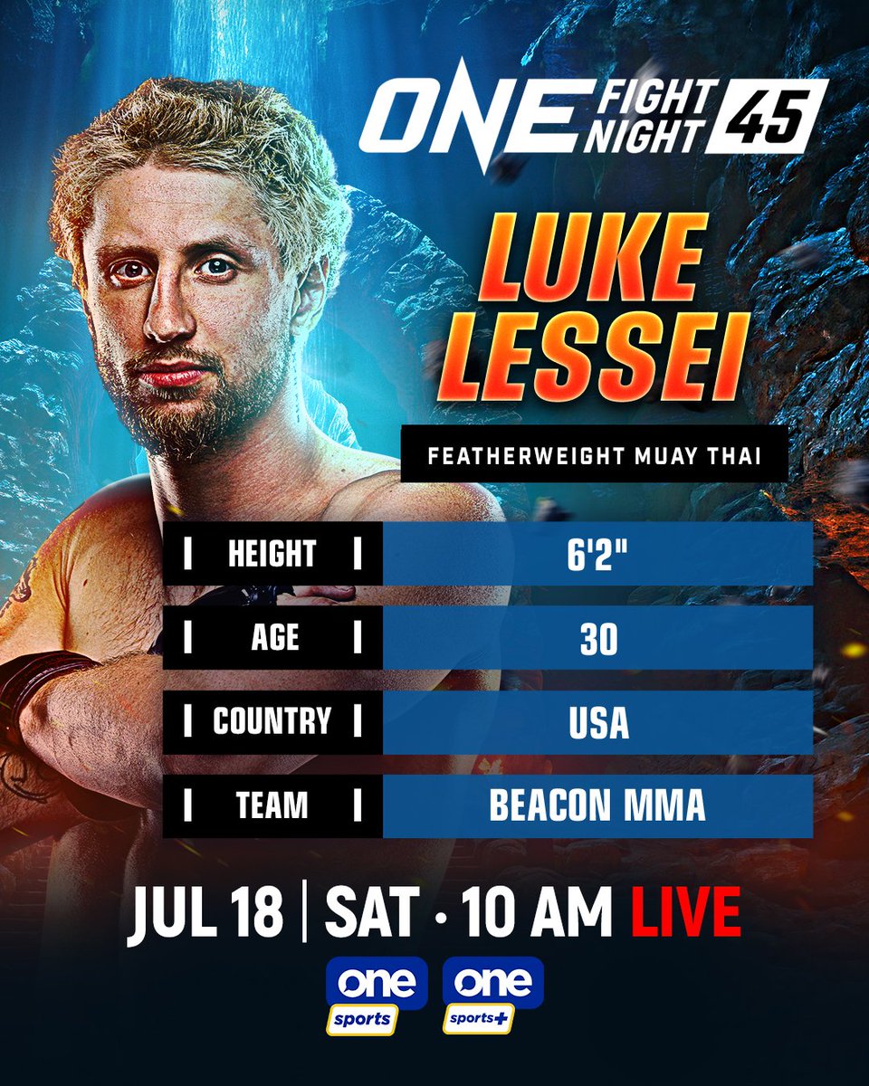 OneSportsPHL's tweet photo. READY TO SERVE π½οΈ
Learn more about Luke "The Chef" Lessei as he gears up for a featherweight Muay Thai showdown against Algeria's Mohamed Younes Rabah at ONE Fight Night 45, LIVE this Saturday at 10:00 a.m. on One Sports and One Sports+!
#ONEChampionship #OFN45 https://t.co/14PPuRi6ZC