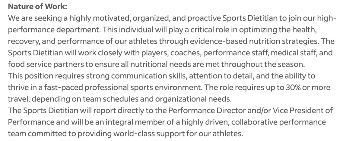 DNVR_Nuggets's tweet photo. The Nuggets are hiring a Dietician to "develop and implement individualized nutrition plans for players, coaches, and support staff." https://t.co/VRnK79zuXZ
