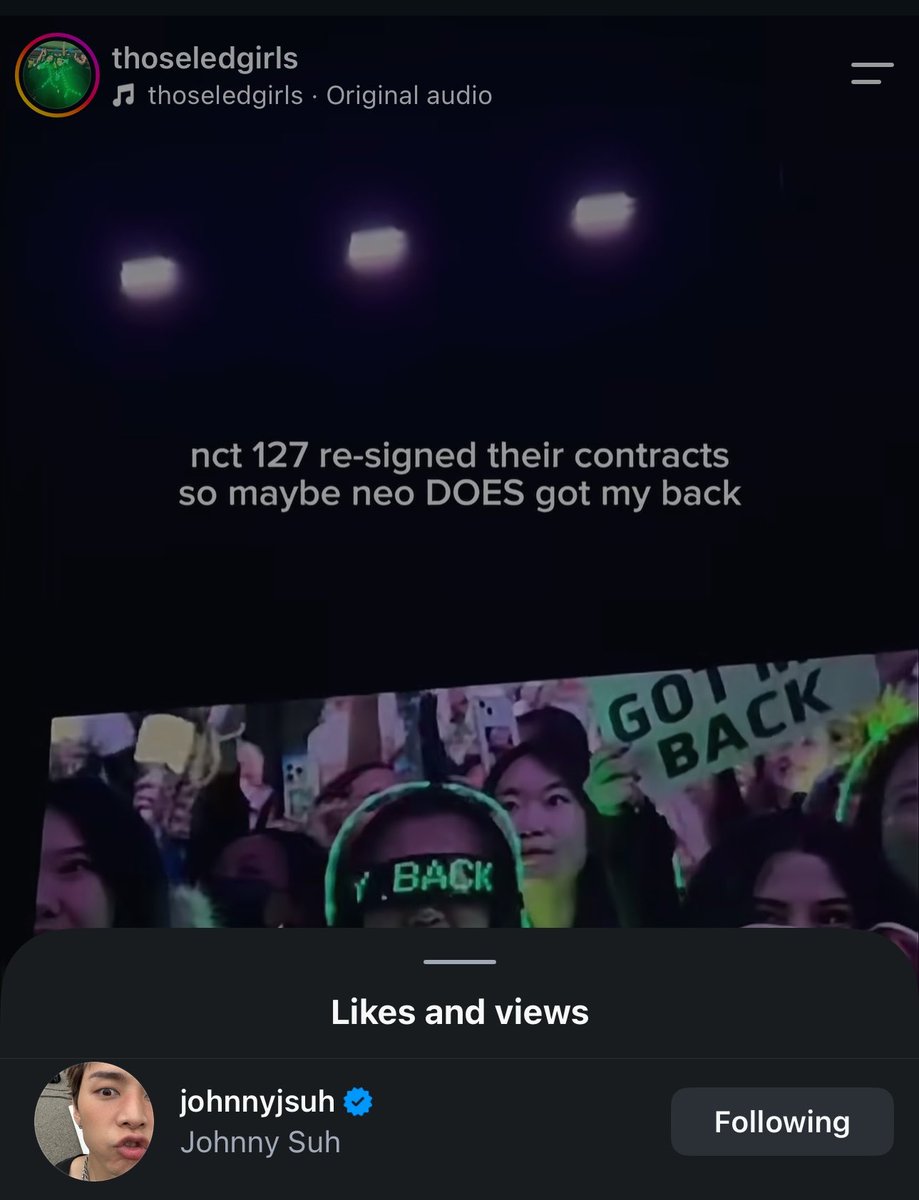 375sund's tweet photo. johnny liked this ig reels about 127’s contract renewal 🥹 https://t.co/MNP2Ezrf8h