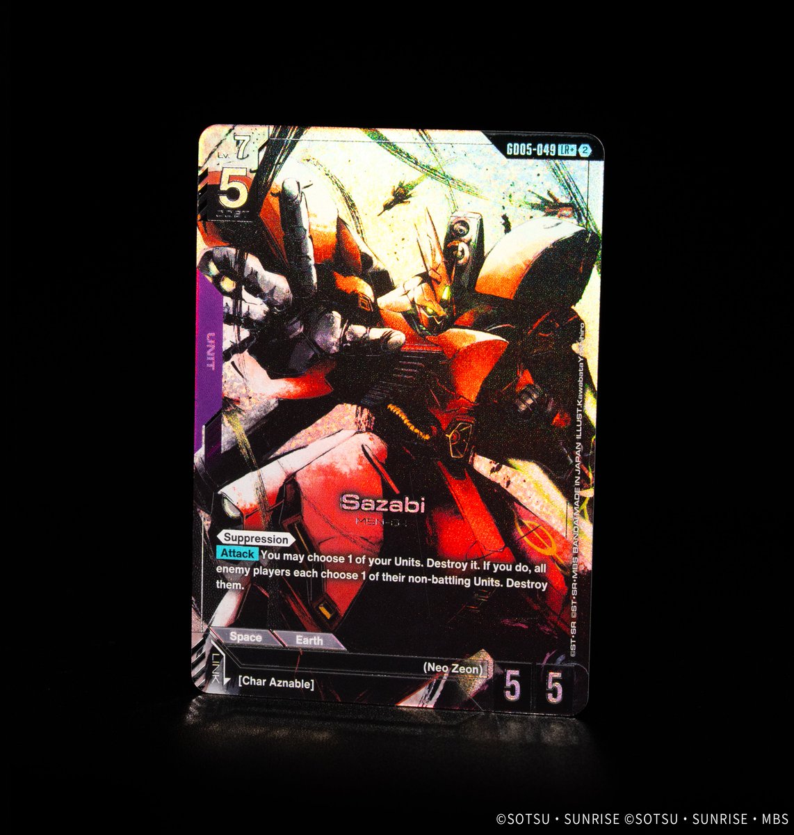 GUNDAM_GCG_ENG's tweet photo. [GD05 Booster Pack Card Showcase]

Introducing Alt-Art Sazabi!

Included in the Freedom Ascension [GD05] booster pack which releases July 24!

▽Product Info
https://t.co/ZdsjNN1NMi

#GCG
#GundamCardGame
#MobileSuitGundam https://t.co/VANhUH2fdE
