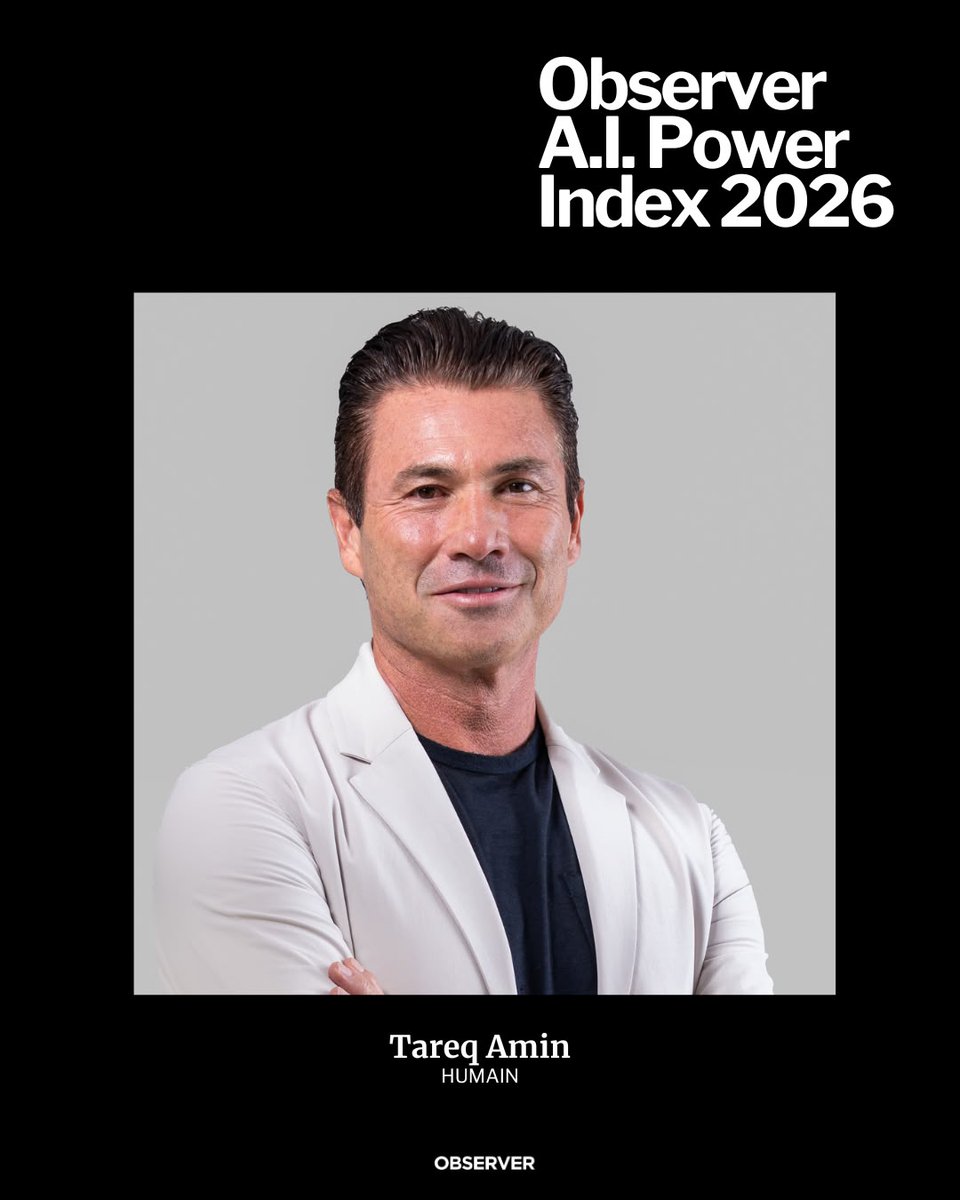 TareqAmin_'s tweet photo. Thank you to the @observer for including me in the 2026 AI Power Index.

This recognition really belongs to the incredible team at @HUMAIN. Every engineer, researcher, operator, and builder who believed in our vision and worked tirelessly to turn it into reality shares in this honor.

Building HUMAIN from the ground up has been one of the most challenging journeys of my career. We started with a bold ambition, an empty canvas, and an exceptional team determined to prove that world-class AI can be built from Saudi Arabia. I feel incredibly fortunate to work alongside people who consistently achieve what many would consider impossible.

In record time, we didn’t just build a company, but five independent businesses from the ground up: HUMAIN Core, HUMAIN Compute, HUMAIN Intelligence, HUMAIN Shift, and HUMAIN Ventures. Each has its own mission, leadership, products, customers, and roadmap, yet together they form a single AI ecosystem spanning infrastructure, compute, frontier models, enterprise software, industry transformation, and strategic investments. Watching these teams turn an ambitious vision into reality in such a short period has been one of the greatest privileges of my career. I can’t wait to show the world what we’ve built.

AI is reshaping industries at an unprecedented pace, and we have much work ahead. Ultimately, this isn’t about recognition, but about having the courage to build, execute, and create lasting impact.

Thank you to everyone at HUMAIN, to our customers, our partners, and everyone who has supported us on this journey. The best is still ahead.

Check out the list here: https://t.co/4QI8H3l5tx