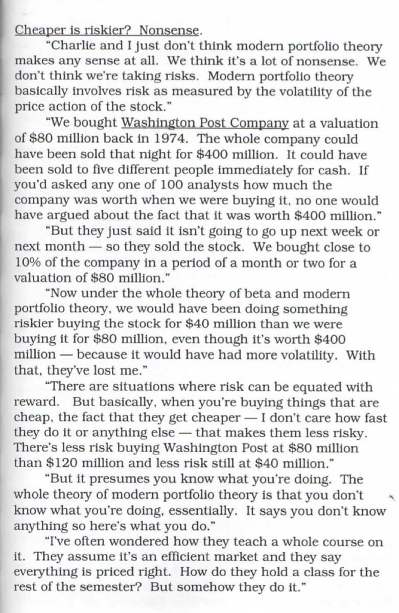 F_Compounders's tweet photo. Cheaper is riskier? Nonsense 

Why Beta doesn’t make sense 

Warren Buffett https://t.co/5qOiqhgVjx