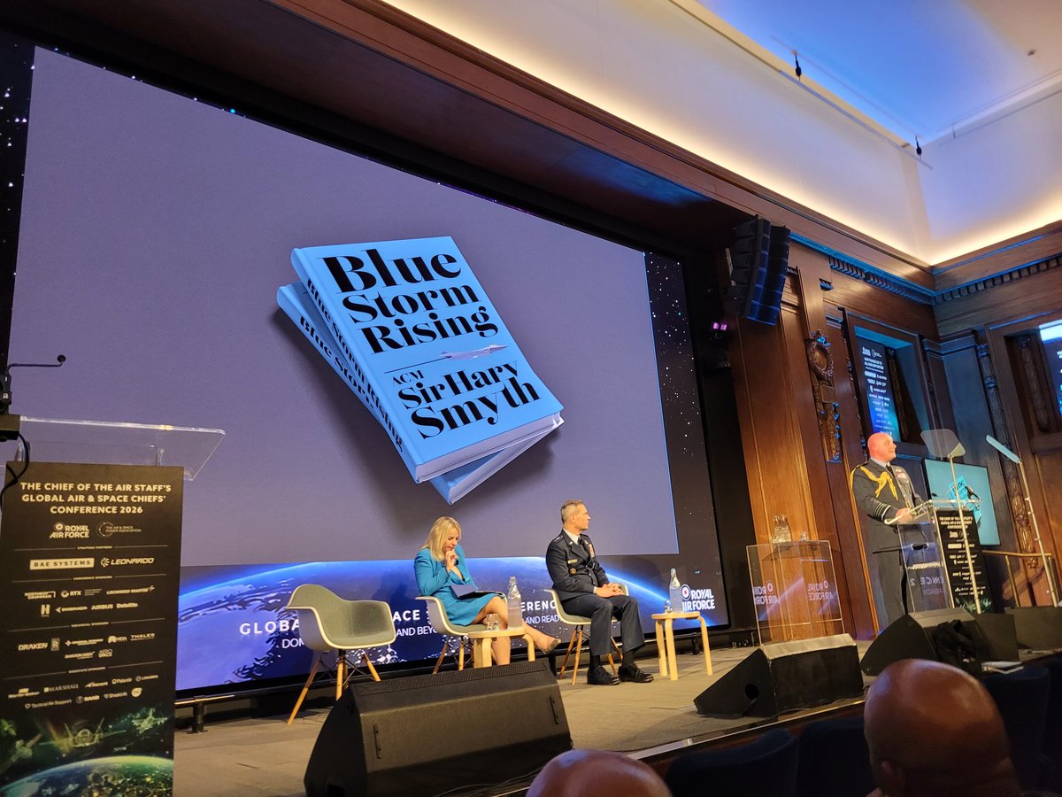 RAeSTimR's tweet photo. As well as Storm Fighter CCA, RAF Chief ACM Sir Harv Smyth announces 2 more new drone systems - Storm Chrome EW platform and RAF Regiment's 1000mile range Storm Fire OWE attack drone #GASCC #GlobalAirSpaceChiefs https://t.co/JqCTQ9G4Dw